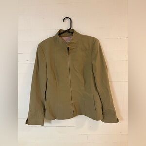 Kasada Olive Green Zip Front Structured Jacket Size 12 Made in USA